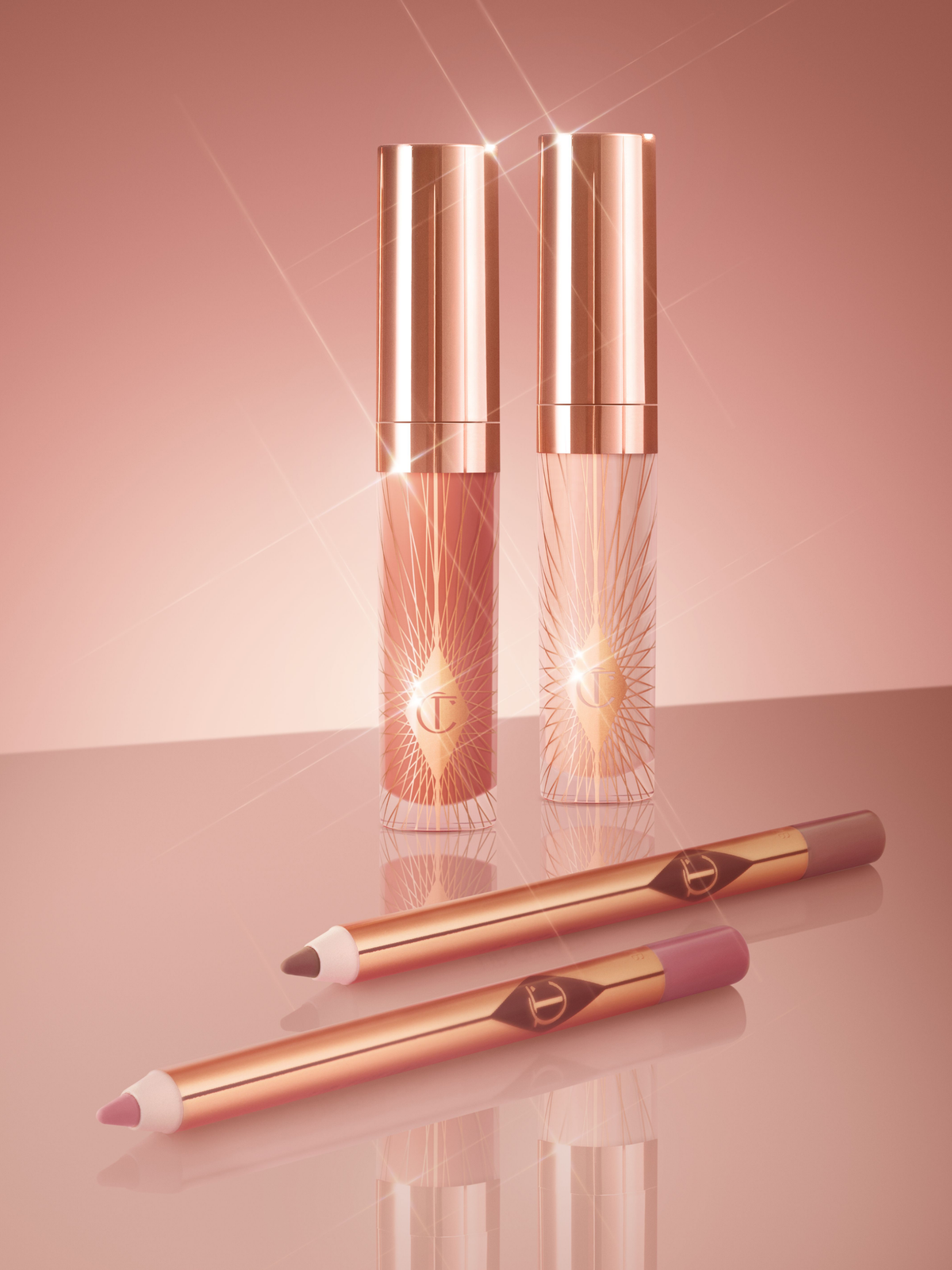 Charlotte Tilbury Mini Glossy Pink Lip Gloss + Liner Set