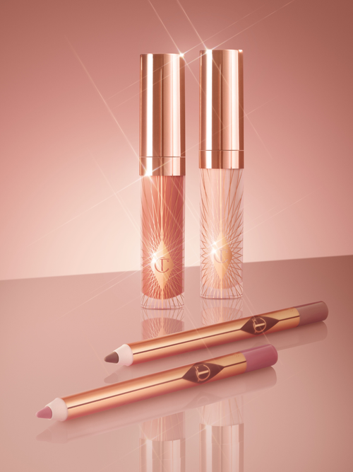 Charlotte Tilbury Mini Glossy Pink Lip Gloss + Liner Set