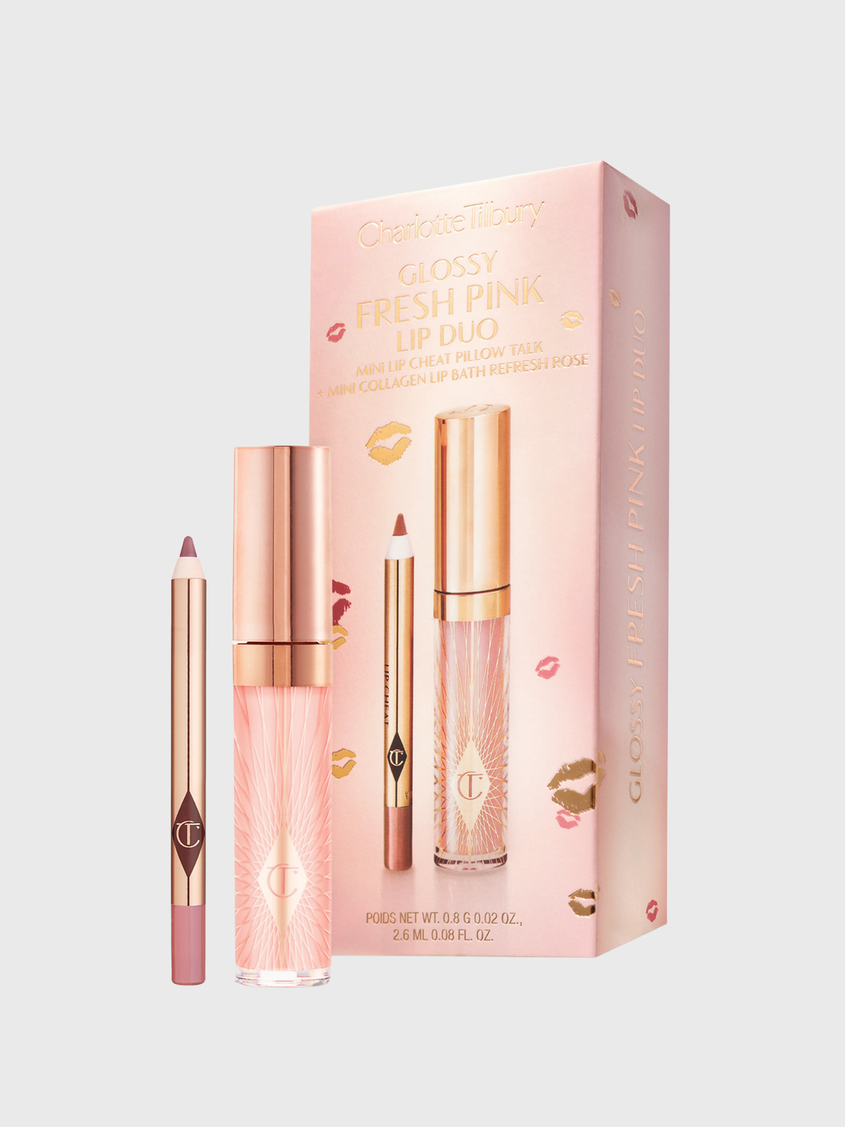 Charlotte Tilbury Mini Glossy Pink Lip Gloss + Liner Set