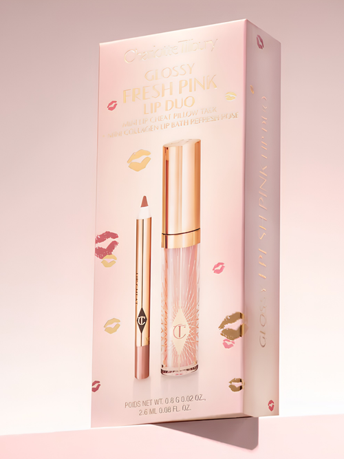 Charlotte Tilbury Mini Glossy Pink Lip Gloss + Liner Set