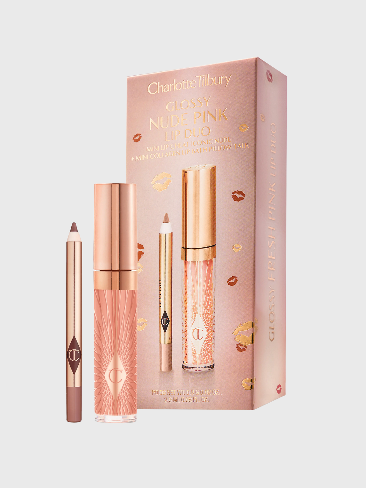Charlotte Tilbury Mini Glossy Pink Lip Gloss + Liner Set